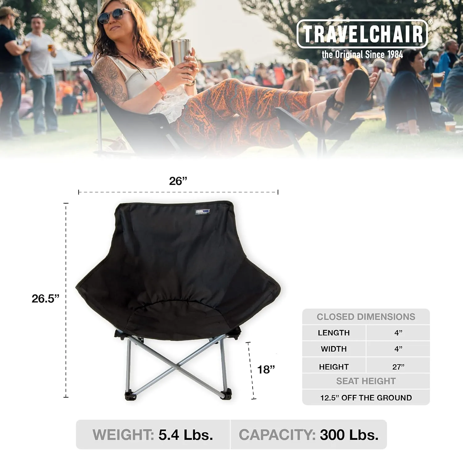 Travel Chair ABC Chair, Black