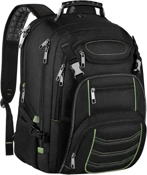 Travel Laptop Backpack,Extra Large 18.4 Inch Laptop RFID Anti Theft TSA Friendly Backpack with USB Charging Port,Water Resistant Backbag,Heavy Duty Computer Bag for Women Men,21.2*15.5*11.5 inch Green