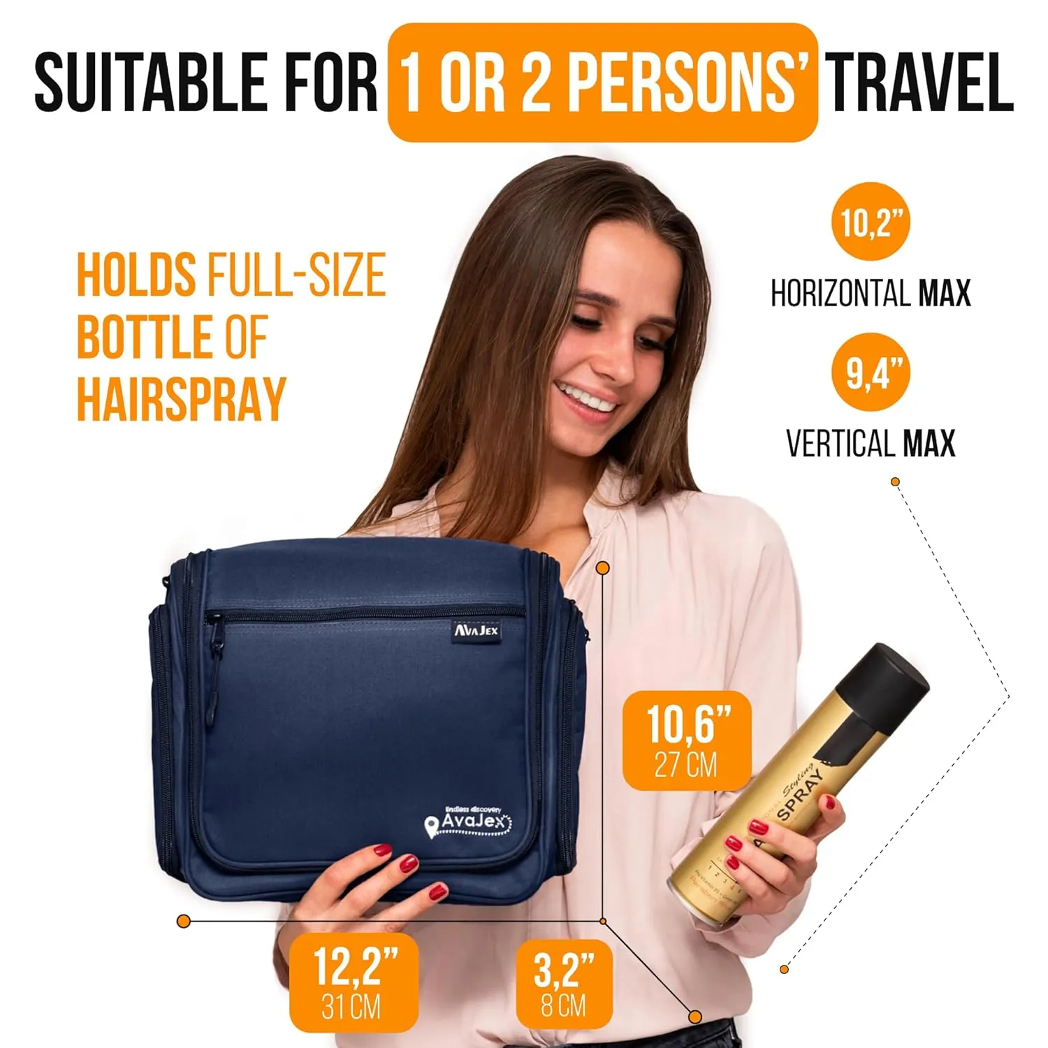 Travel Toiletry Bag for Men and Women - Large Hanging Toiletry Organizer - Waterproof Hygiene Bag with Metal XXL Swivel Hook, with YKK Zippers and 19 Compartments for Toiletries, Makeup, Cosmetics