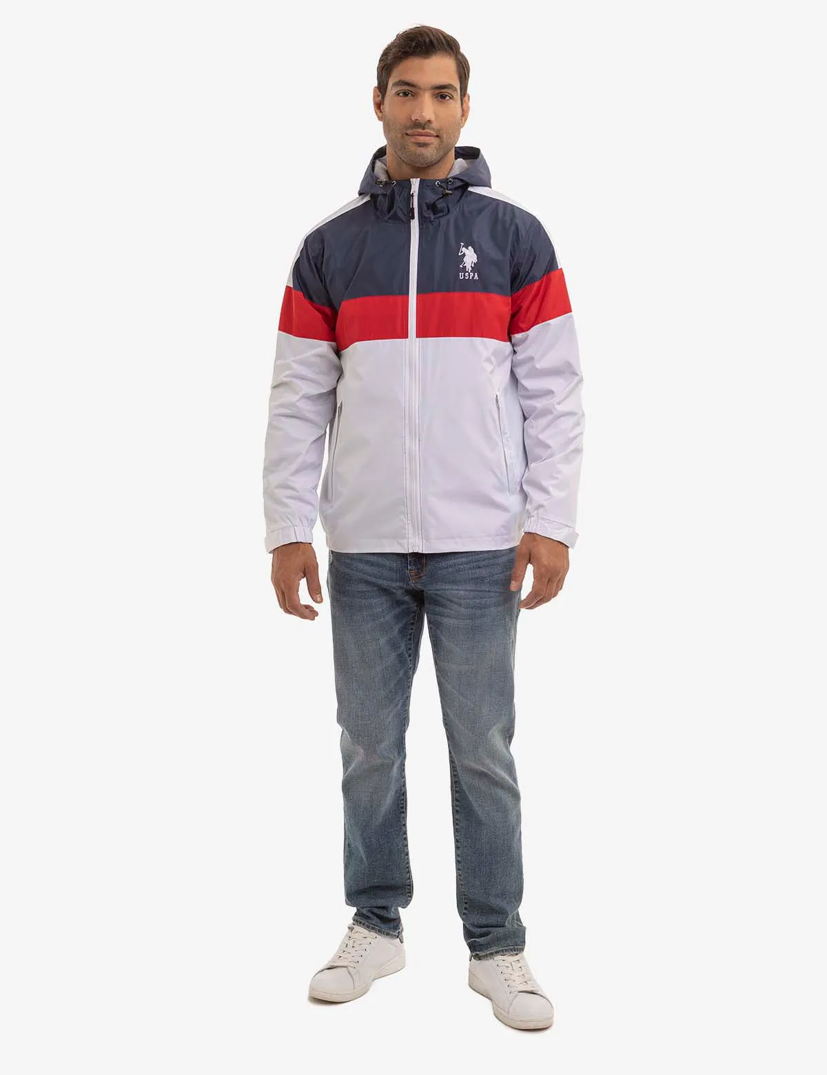TRICOLOR HOODED WINDBREAKER