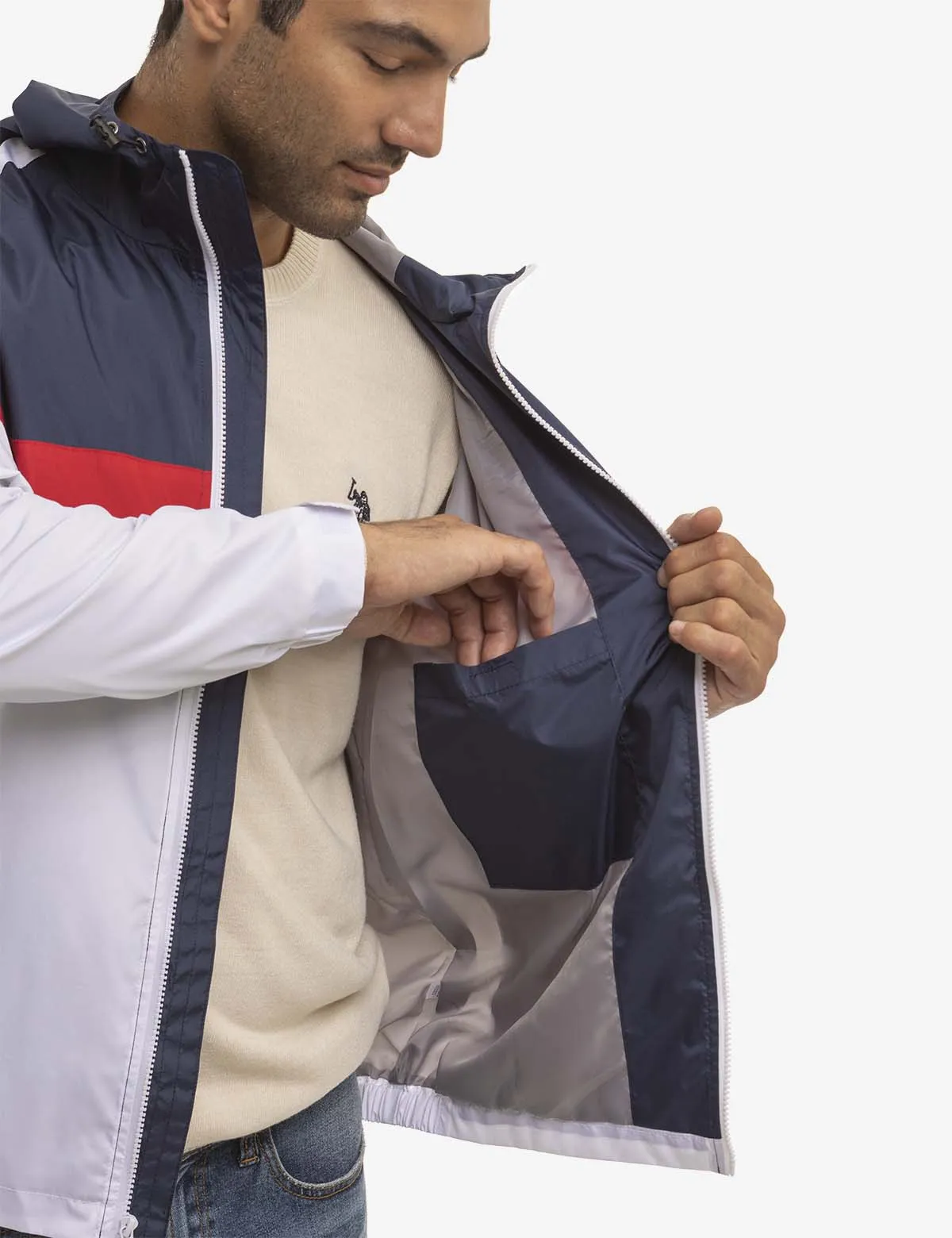 TRICOLOR HOODED WINDBREAKER