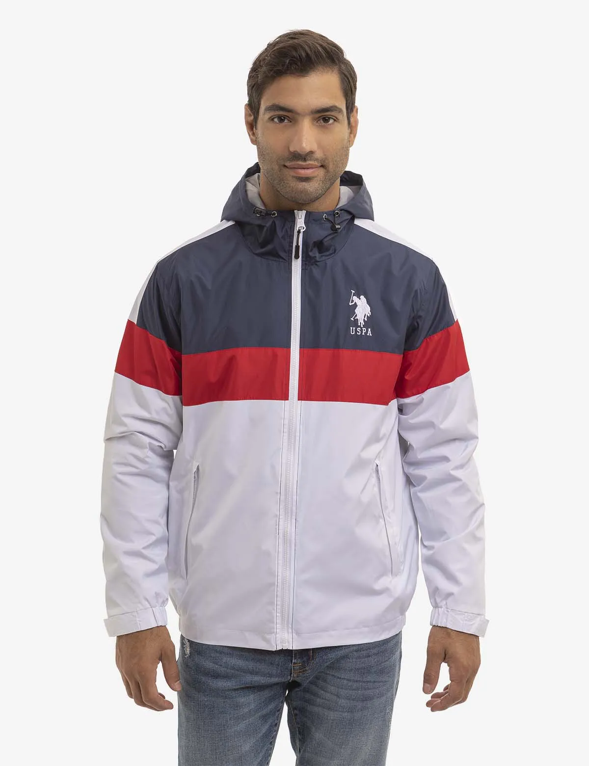 TRICOLOR HOODED WINDBREAKER