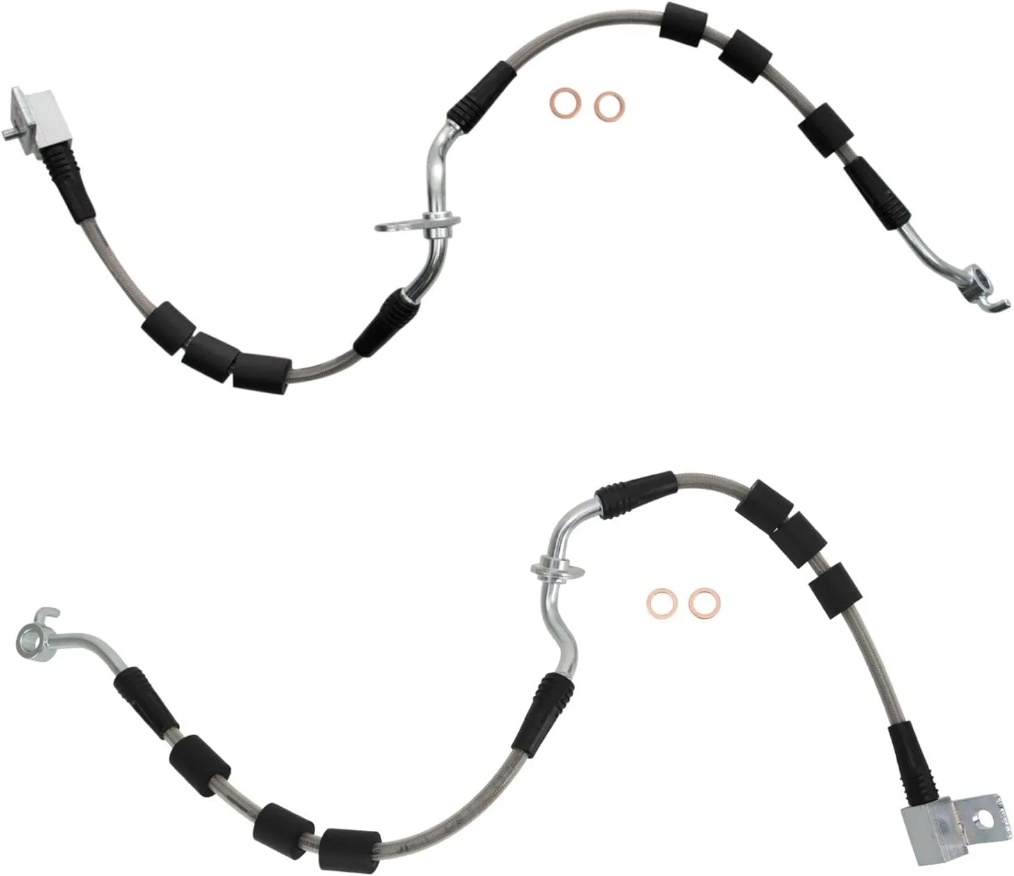TRQ Front Performance Brake Hose Set Compatible with 2006-2009 Ford Fusion 2007-2009 Lincoln MKZ 2006 Zephyr 2003-2008 Mazda 6 Mercury Milan