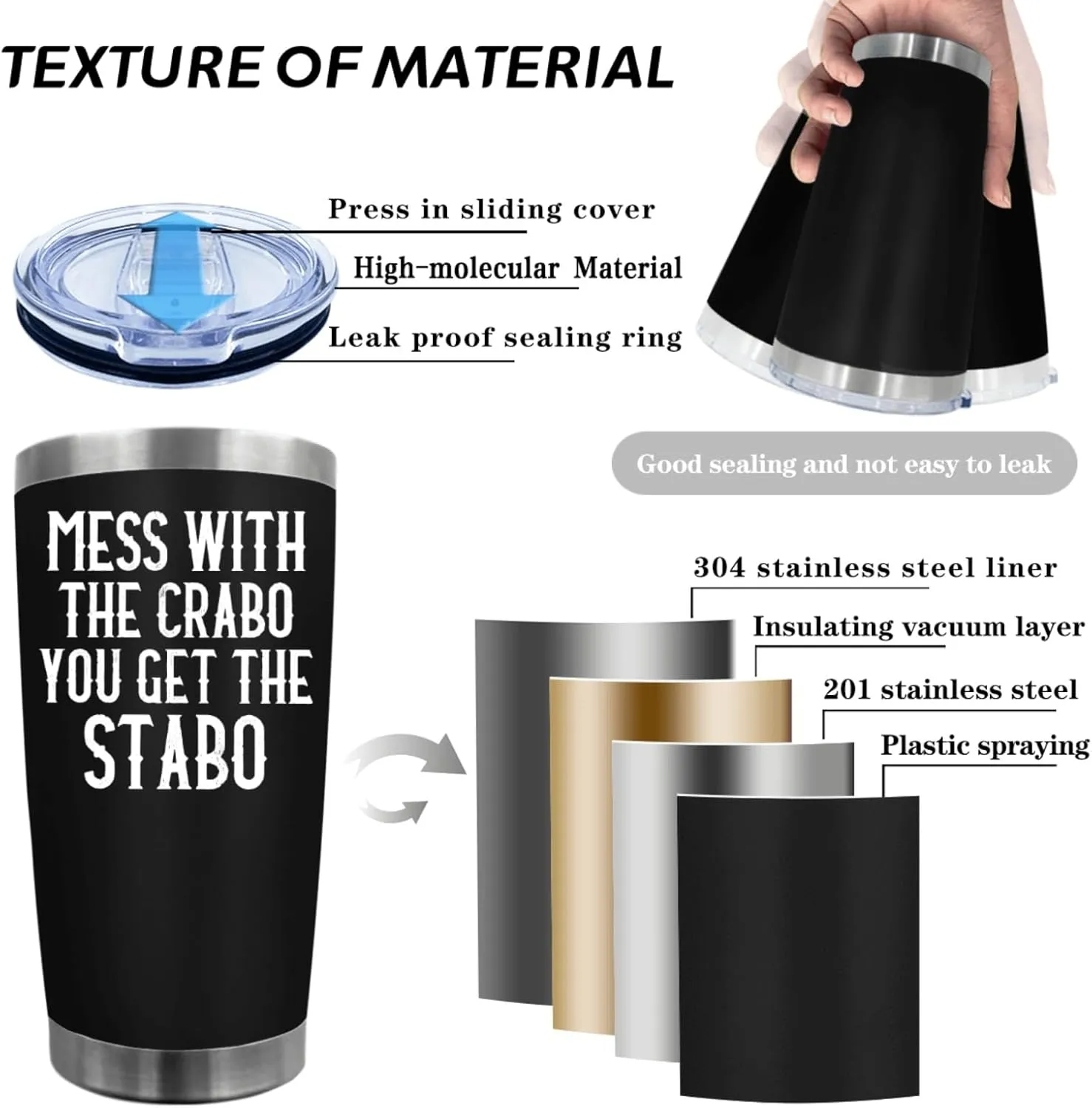 Tumbler Mess With The Crabo You Get The Stabo Tumbler Insulated for Hot and Cold Stainless Tumbler with Lids and Straws Birthday Gift for Daughter for Home
