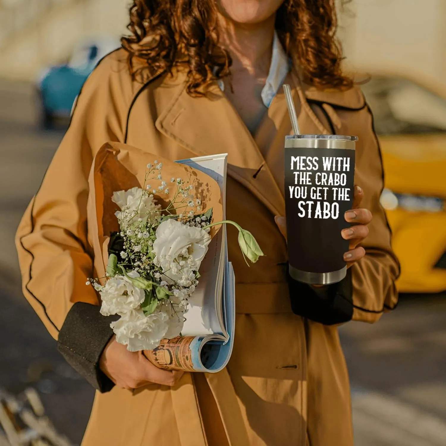 Tumbler Mess With The Crabo You Get The Stabo Tumbler Insulated for Hot and Cold Stainless Tumbler with Lids and Straws Birthday Gift for Daughter for Home