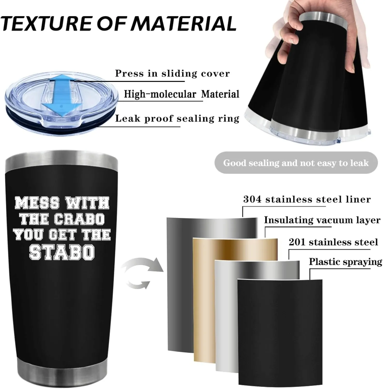 Tumbler Mess With The Crabo You Get The Stabo Tumbler Insulated for Hot and Cold Stainless Tumbler with Lids and Straws for Men for Home