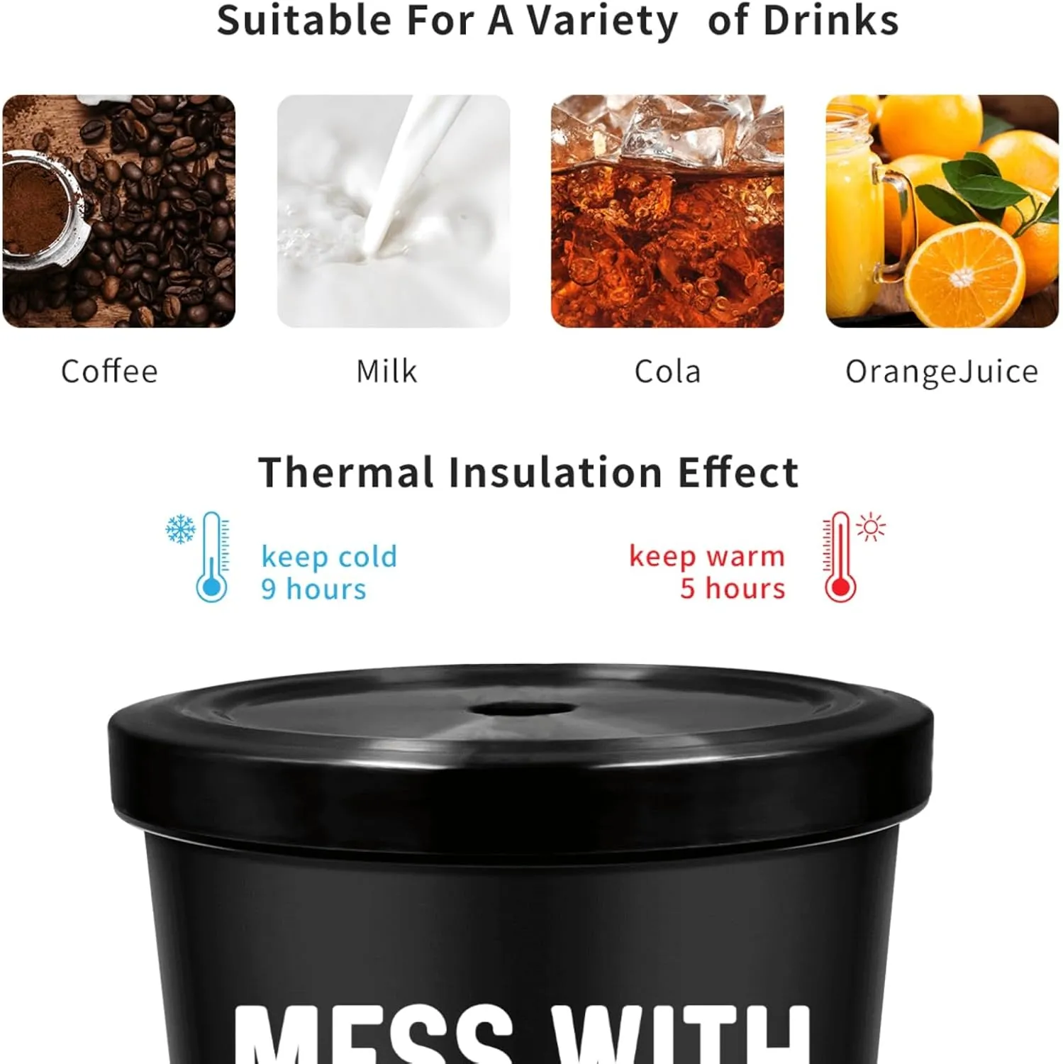 Tumbler Mess With The Crabo You Get The Stabo Tumbler Insulated Tumbler with Lids and Straws for Teacher for Outdoor