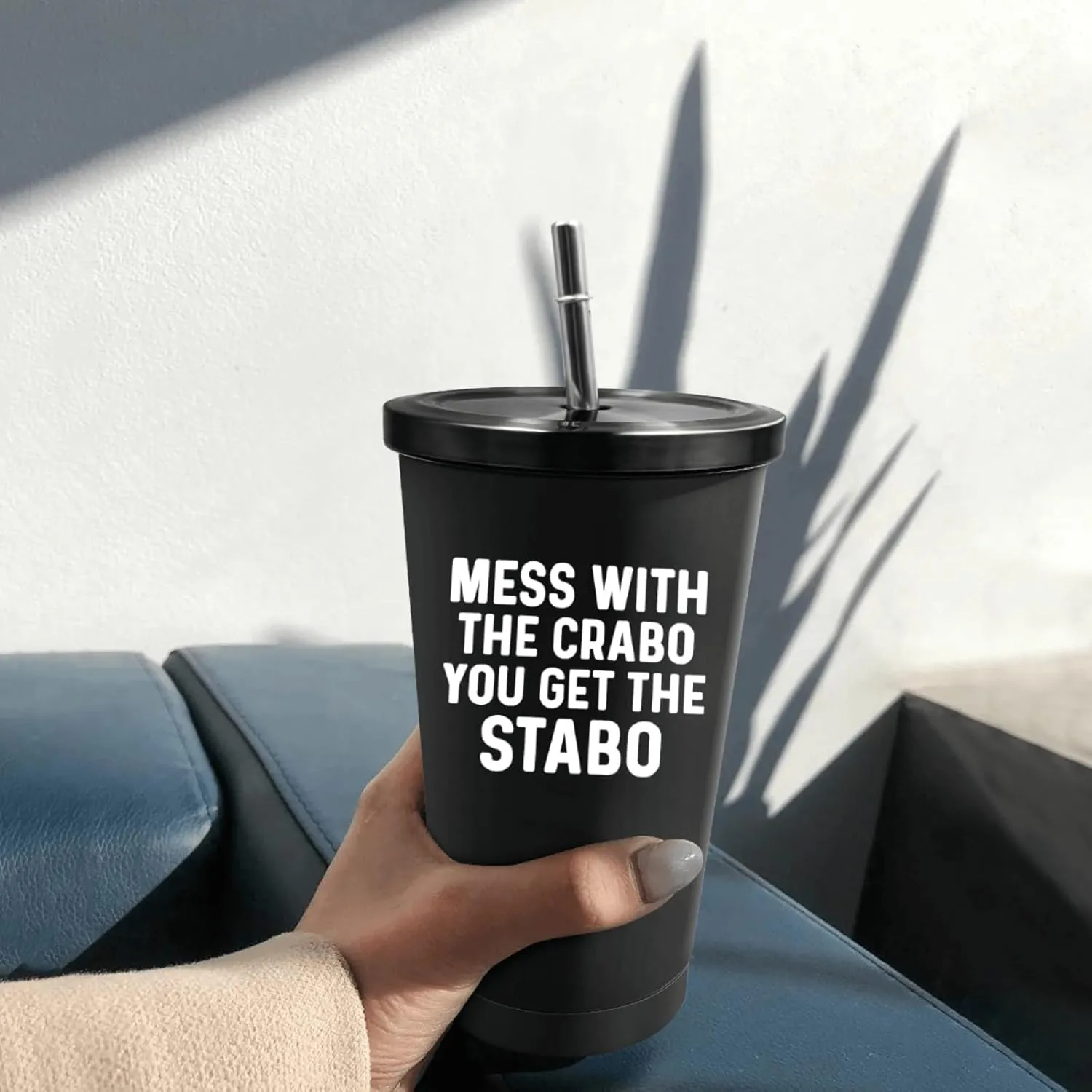 Tumbler Mess With The Crabo You Get The Stabo Tumbler Insulated Tumbler with Lids and Straws for Teacher for Outdoor