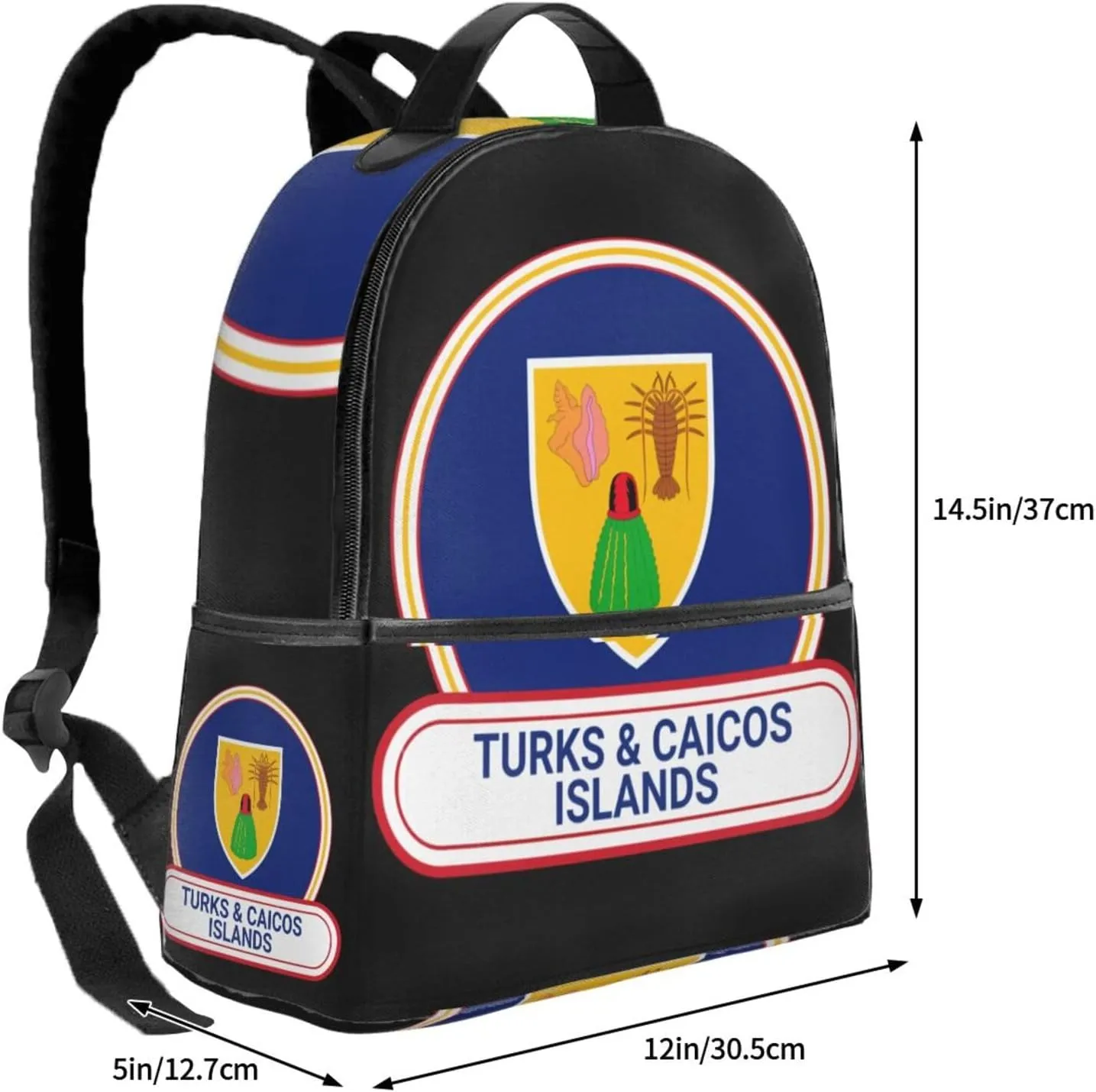 Turks Caicos Islands Flag Badge Casual Backpack Travel Backpacks Outdoor Sports Rucksack Lightweight Daypack Fashion Carry-on Bag for Weekender Traveling