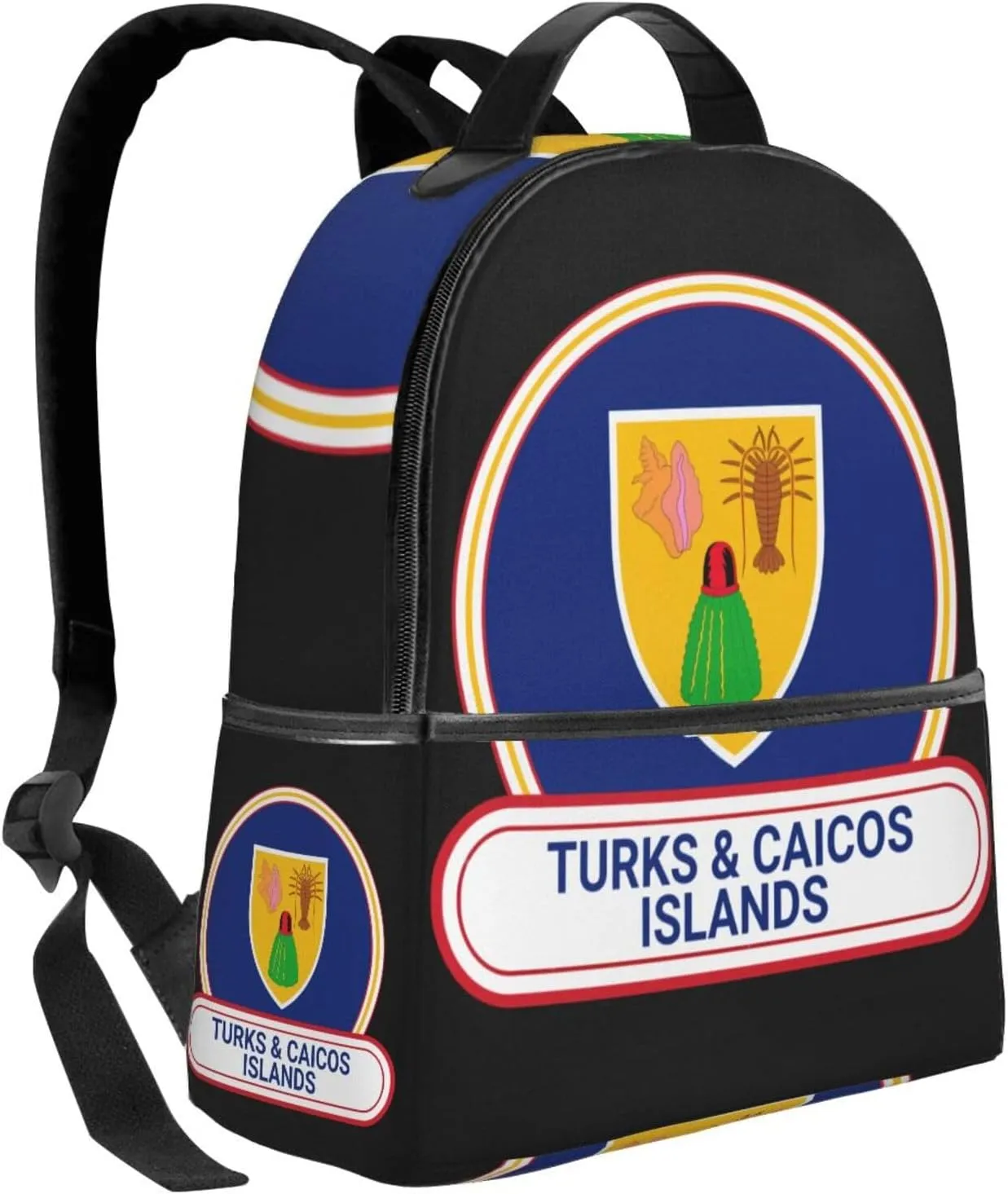 Turks Caicos Islands Flag Badge Casual Backpack Travel Backpacks Outdoor Sports Rucksack Lightweight Daypack Fashion Carry-on Bag for Weekender Traveling