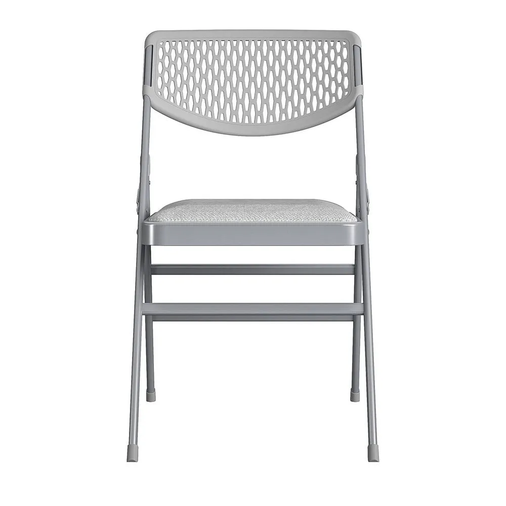 Ultra Comfort Commercial XL Premium Fabric Padded Folding Chair, ANSI/BIFMA 300 lb. Weight Rating, Triple Braced, Gray, 2-Pack