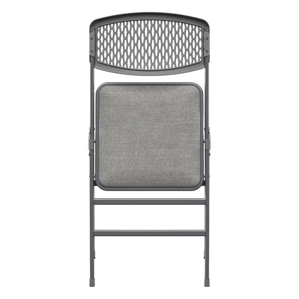 Ultra Comfort Commercial XL Premium Fabric Padded Folding Chair, ANSI/BIFMA 300 lb. Weight Rating, Triple Braced, Gray, 2-Pack