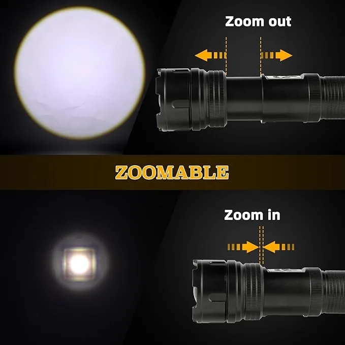 ULTRAFIRE Tactical Flashlight 1500 Lumens with Camping Lantern, Zoomable 10 Modes Bright LED Flashlight, USB Rechargeable, with Red Flashing Mode for Camping Hiking Outdoor, Z9 PRO