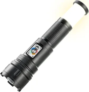 ULTRAFIRE Tactical Flashlight 1500 Lumens with Camping Lantern, Zoomable 10 Modes Bright LED Flashlight, USB Rechargeable, with Red Flashing Mode for Camping Hiking Outdoor, Z9 PRO