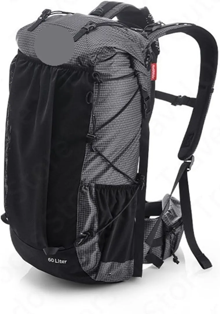 Ultralight Backpack 60 5L/40L With Frame Travel Bag Large Capacity Camping Outdoor Hiking With Rain Cover(60L Black)