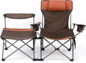 Ultralight Camping Chair, Portable Folding Compact Camping Chair 2 in 1 Camping Folding Recliner Chair with Detachable Footstool, Heavy Support 150kg,D