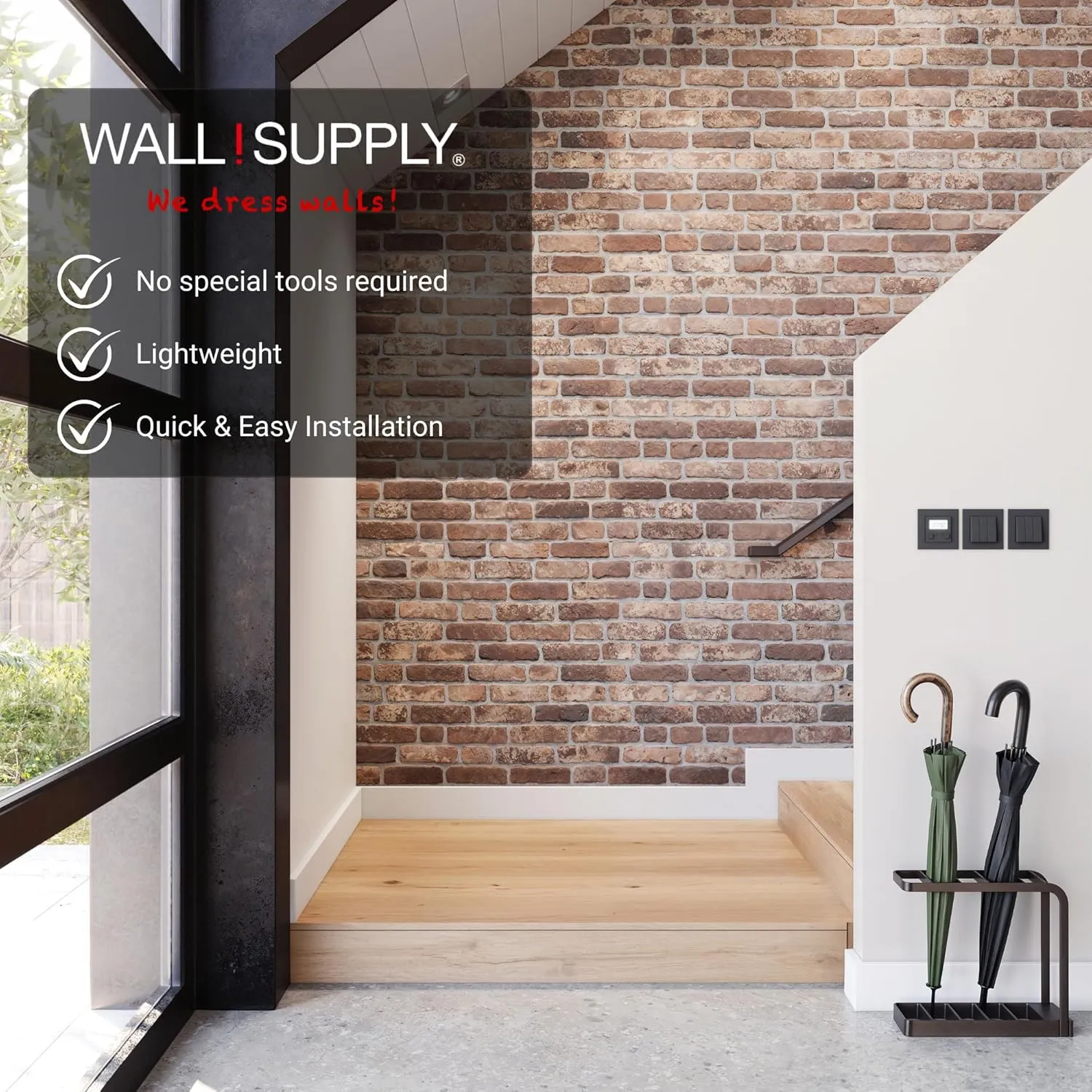 Ultralight Loft Brown Nuance HD Printed – 3D EPS Foam Wall Panels – Easy DIY Installation – Loft Brick Look – 4 Pack