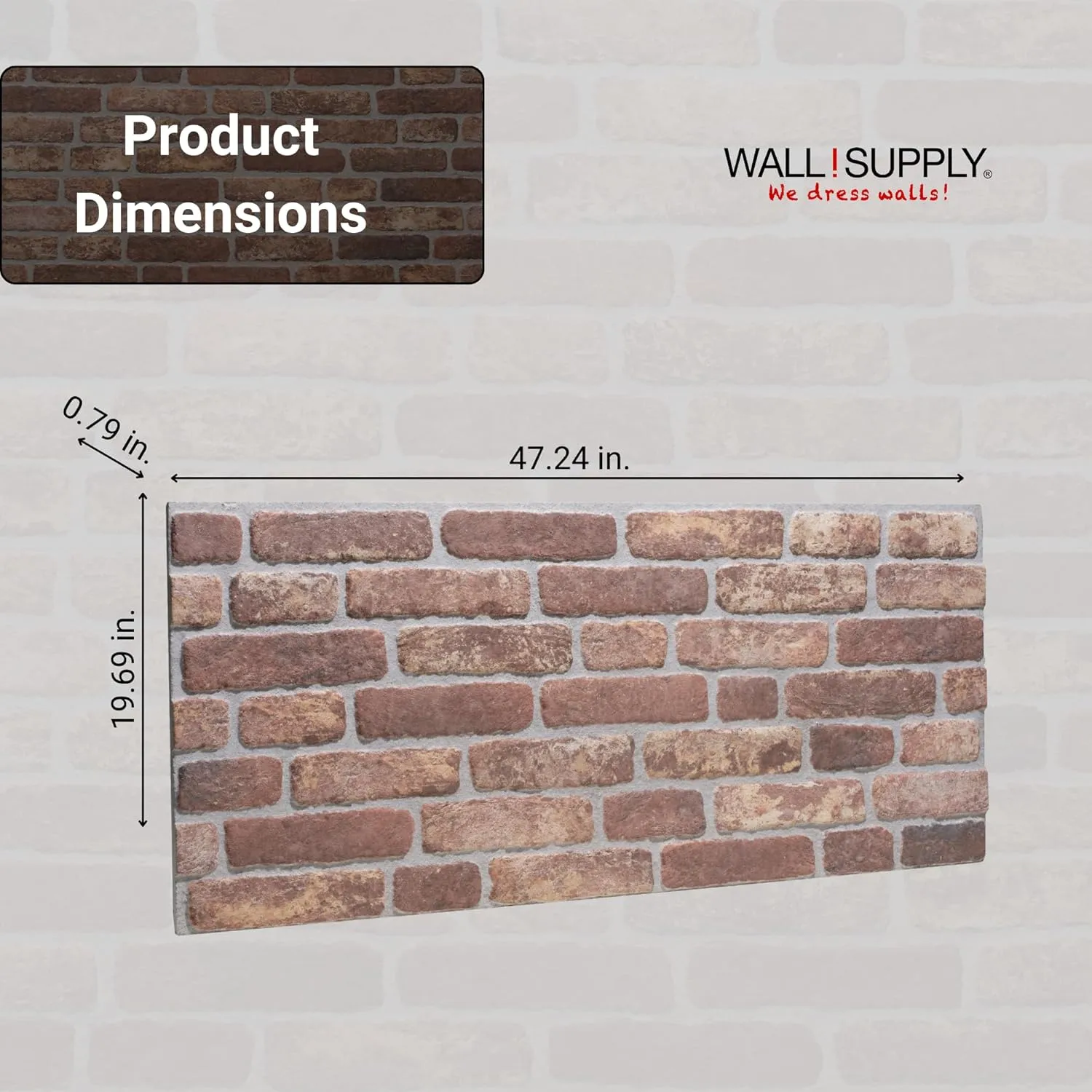 Ultralight Loft Brown Nuance HD Printed – 3D EPS Foam Wall Panels – Easy DIY Installation – Loft Brick Look – 4 Pack