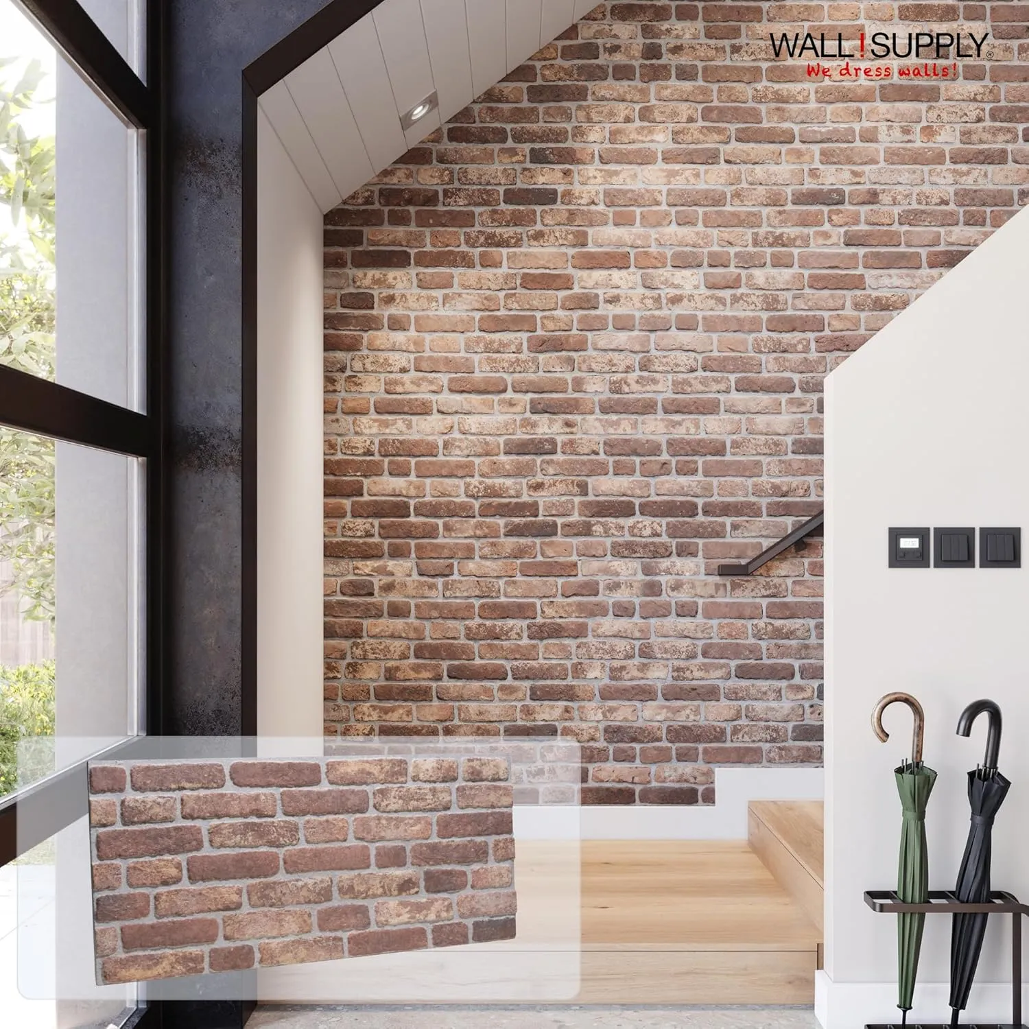 Ultralight Loft Brown Nuance HD Printed – 3D EPS Foam Wall Panels – Easy DIY Installation – Loft Brick Look – 4 Pack