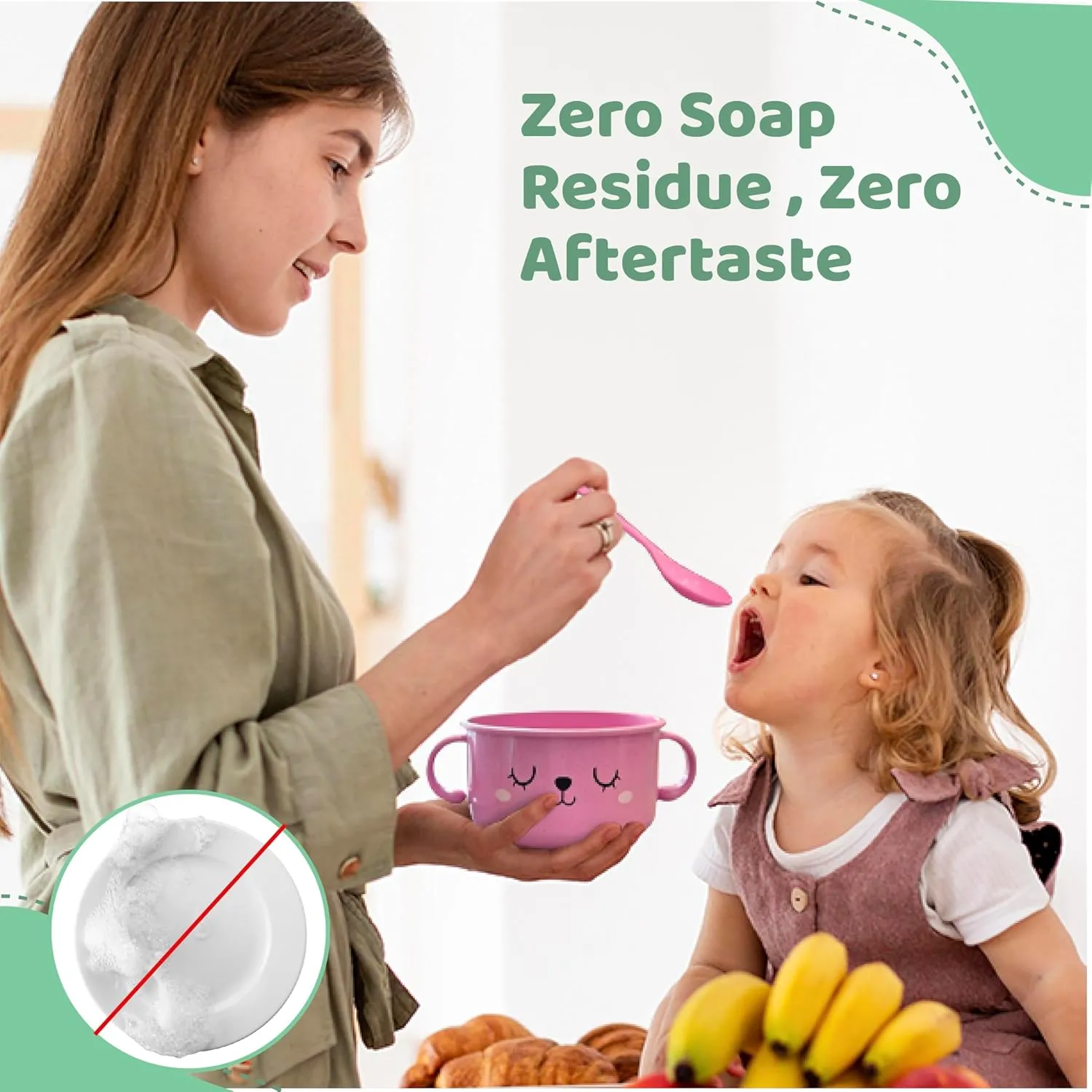 Unbreakable Bowls for Babies & Toddlers with Spoon and Plate, Eco-Friendly Wheat Straw, Stay Put Suction, BPA-Free, Microwave & Dishwasher Safe, Lightweight, No Odor or Soap Taste (Blue&White)