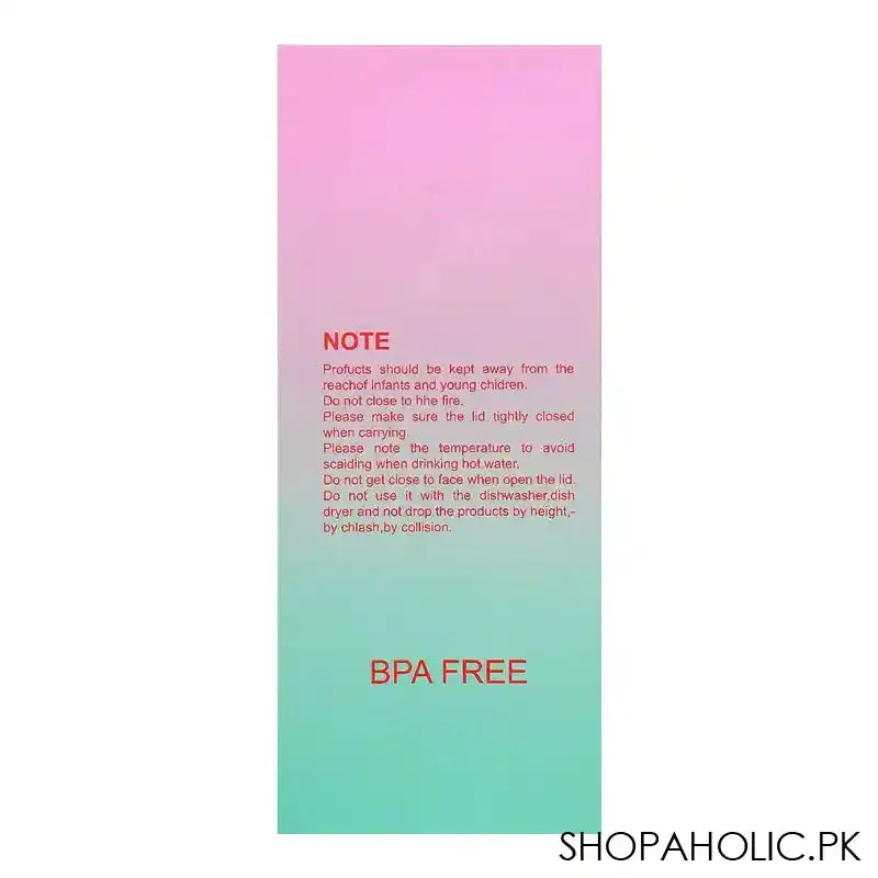 Unicorn Theme BPA Free Plastic Tumbler Water Bottle With Straw & Strap, Insulated Travel Mug, Dark Pink, 500ml Capacity, WBD9100