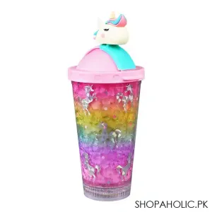 Unicorn Theme BPA Free Plastic Tumbler Water Bottle With Straw & Strap, Insulated Travel Mug, Pink, 500ml Capacity, WBD9100