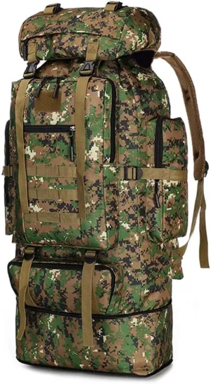 UNISTRENGH 100L Internal Frame Backpack MOLLE Rucksack Lightweight Hiking Camping Waterproof Trekking Bag for Backpacking (Jungle CAMO)