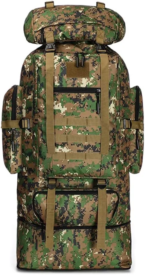 UNISTRENGH 100L Internal Frame Backpack MOLLE Rucksack Lightweight Hiking Camping Waterproof Trekking Bag for Backpacking (Jungle CAMO)