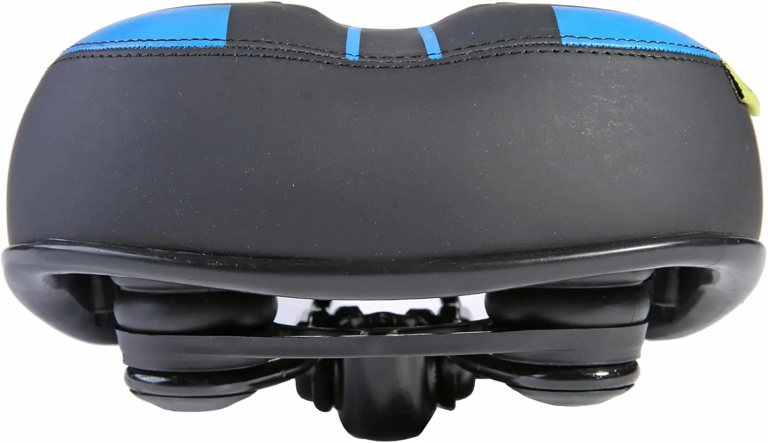 UNISTRENGH Bike Saddle with Exclusive Shock Absorber Ball Base, Big Bum Extra Wide Leather Bicycle Seat Soft Comfy Gel Padded Cushion with Reflective Tape