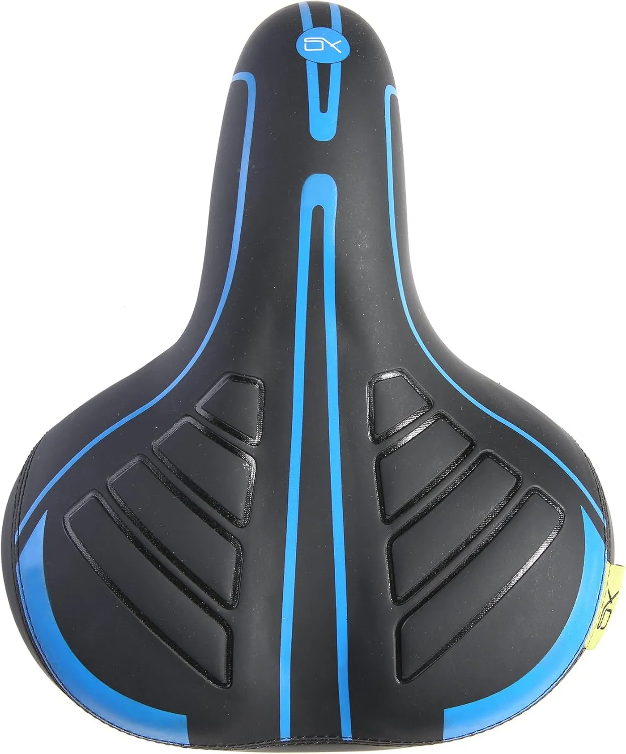 UNISTRENGH Bike Saddle with Exclusive Shock Absorber Ball Base, Big Bum Extra Wide Leather Bicycle Seat Soft Comfy Gel Padded Cushion with Reflective Tape