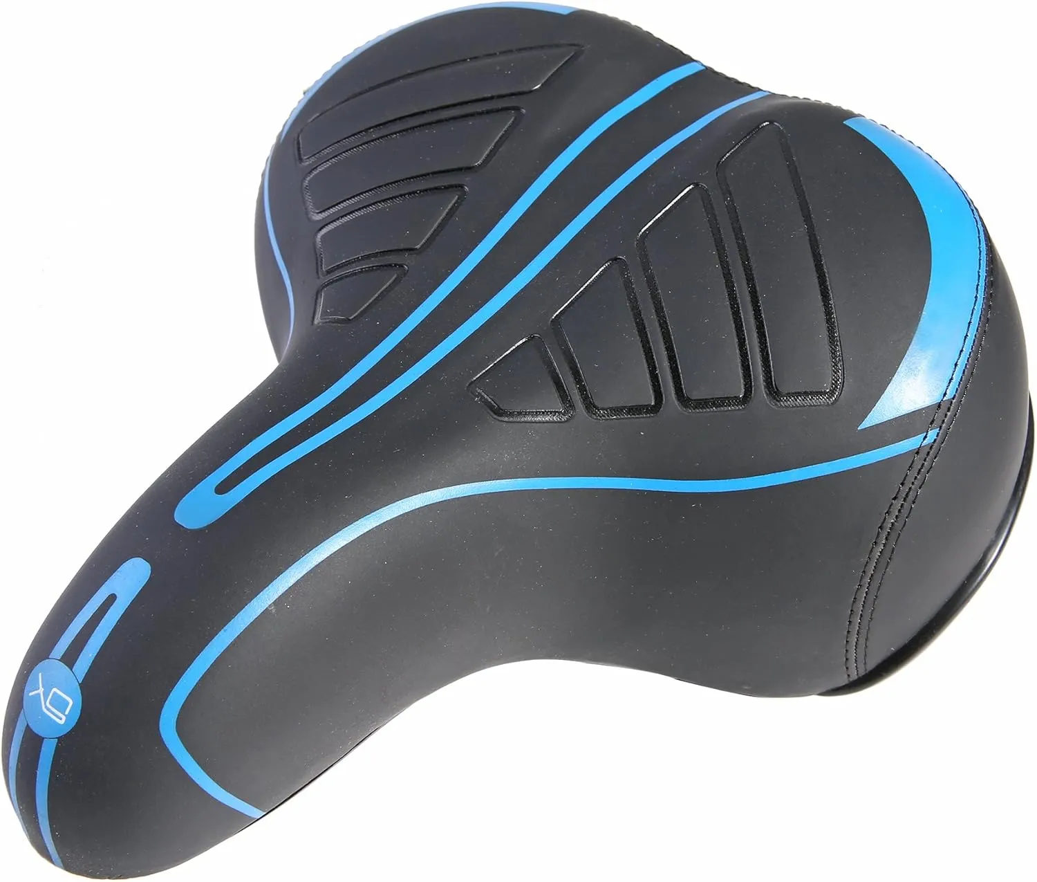 UNISTRENGH Bike Saddle with Exclusive Shock Absorber Ball Base, Big Bum Extra Wide Leather Bicycle Seat Soft Comfy Gel Padded Cushion with Reflective Tape