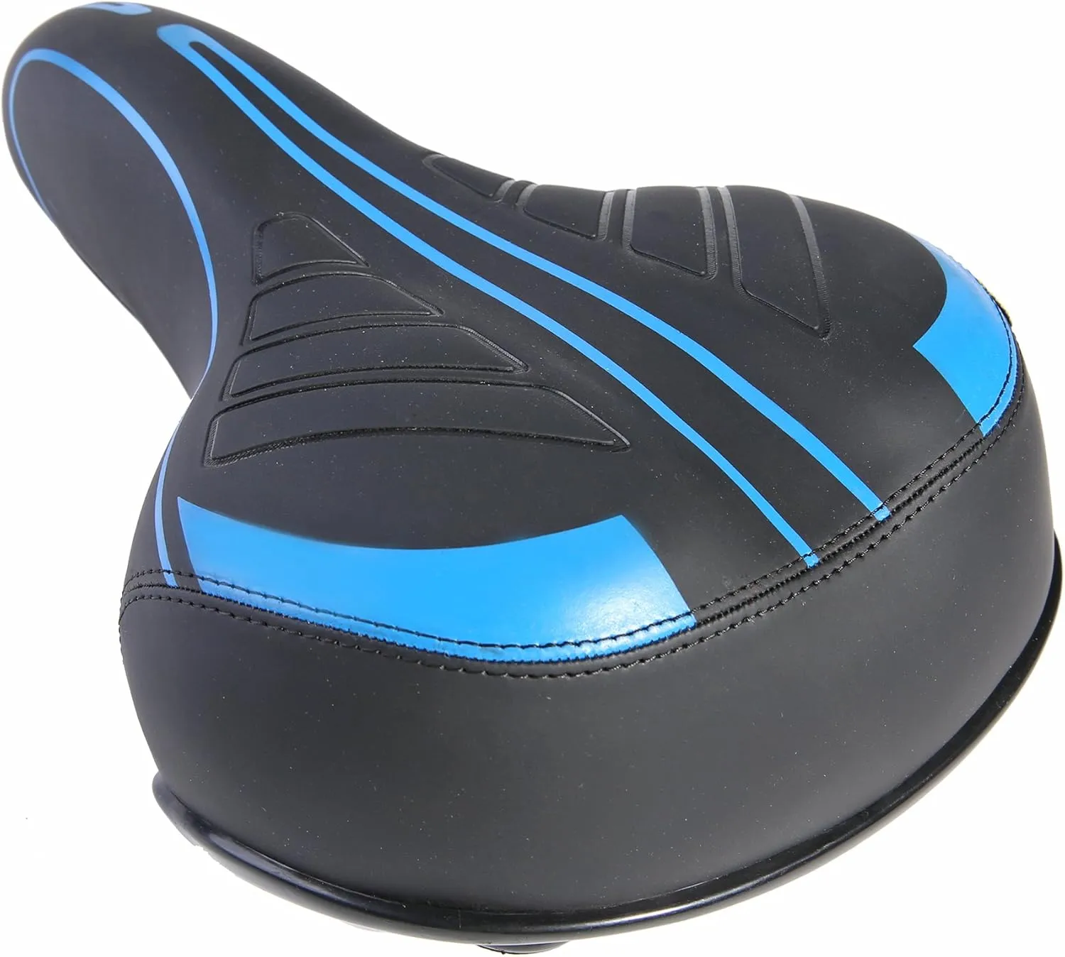 UNISTRENGH Bike Saddle with Exclusive Shock Absorber Ball Base, Big Bum Extra Wide Leather Bicycle Seat Soft Comfy Gel Padded Cushion with Reflective Tape