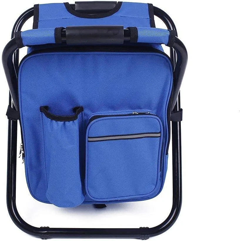 UNISTRENGH Folding 3 in 1 Camping Chair Stool Backpack with Cooler Insulated Picnic Bag, Hiking Camouflage Seat Table Bag Camping Gear for Outdoor Indoor Fishing Travel Beach BBQ (Blue)
