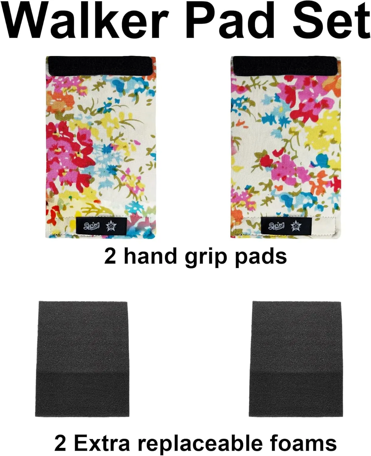 Universal Walker Hand Grip Padded Covers Non-Slip Cushion Foam for Folding Wheelchair Rollator Crutch Handle Pads 2-Pack Yellow flower