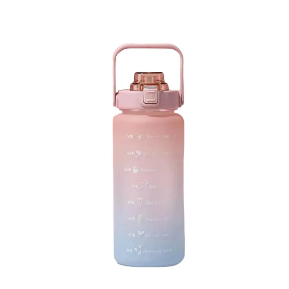 US Half Gallon 64 OZ Motivational Water Bottle Straw Time Marker BPA Free