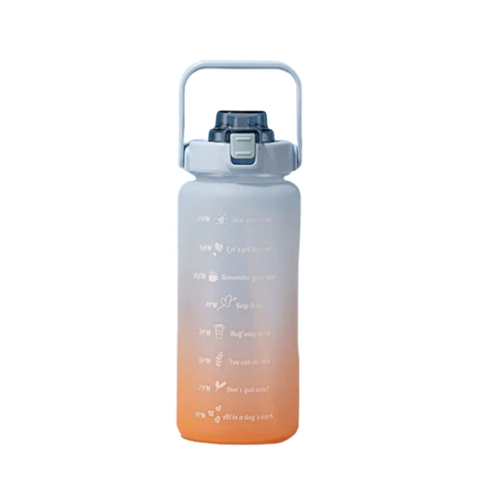 US Half Gallon 64 OZ Motivational Water Bottle Straw Time Marker BPA Free