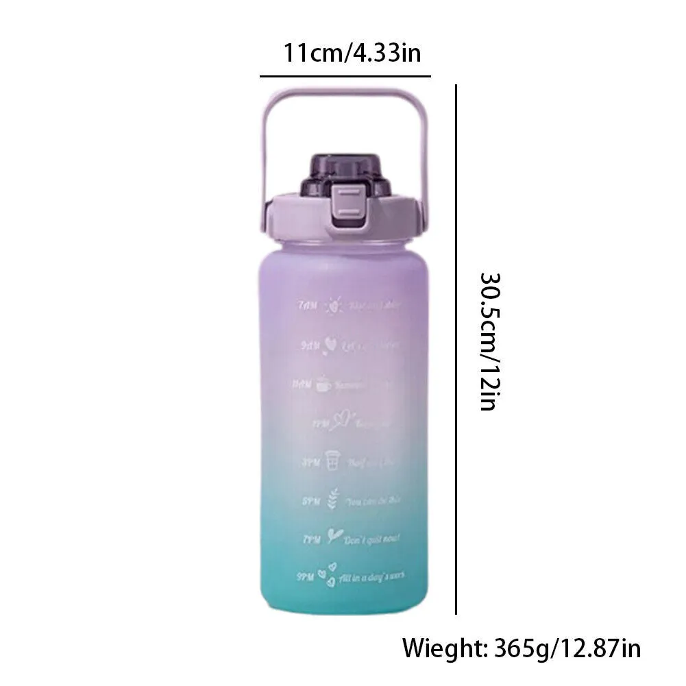 US Half Gallon 64 OZ Motivational Water Bottle Straw Time Marker BPA Free