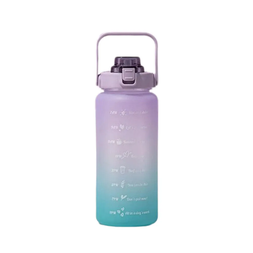 US Half Gallon 64 OZ Motivational Water Bottle Straw Time Marker BPA Free