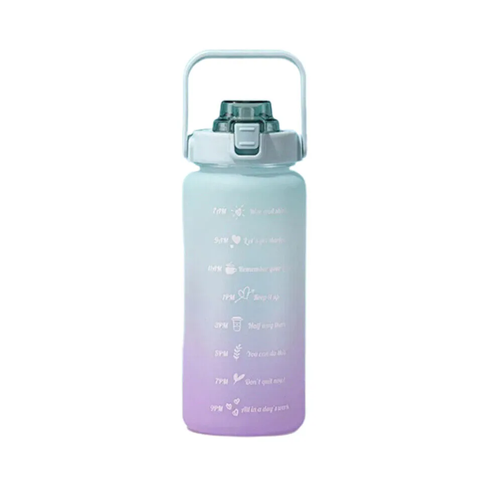 US Half Gallon 64 OZ Motivational Water Bottle Straw Time Marker BPA Free