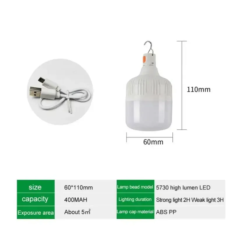 USB Rechargeable Camping Equipment LED Emergency Light Outdoor 60W BBQ Camping Lights Hiking Sports Entertainment