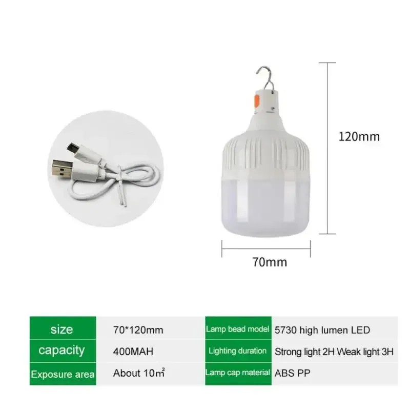 USB Rechargeable Camping Equipment LED Emergency Light Outdoor 60W BBQ Camping Lights Hiking Sports Entertainment