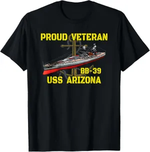 USS Arizona BB-39 Battleship Veterans Day Father Grandpa Dad T-Shirt