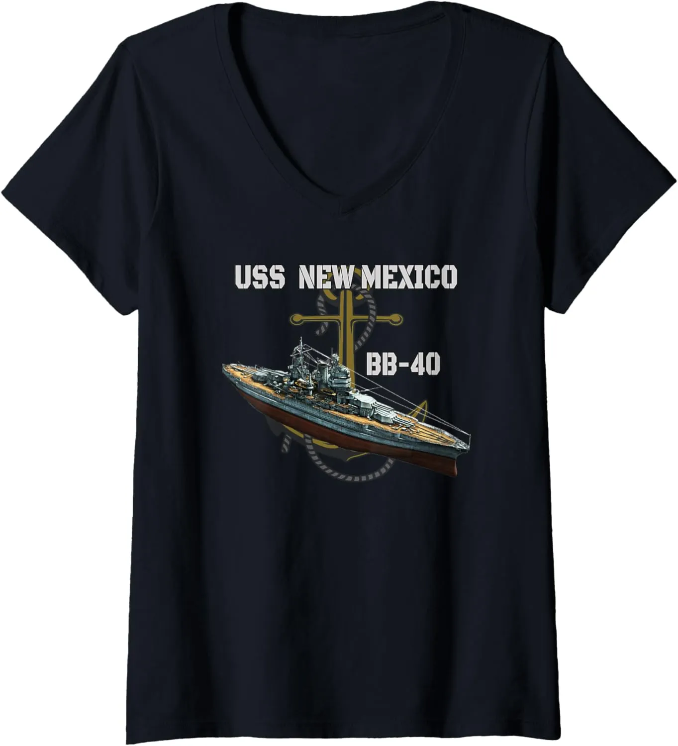 USS New Mexico BB-40 Battleship WW2 American Warship Veteran V-Neck T-Shirt