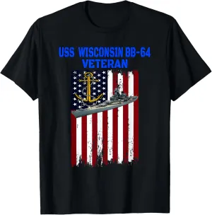 USS Wisconsin Battleship BB-64 Father's Day Grandpa Veterans T-Shirt