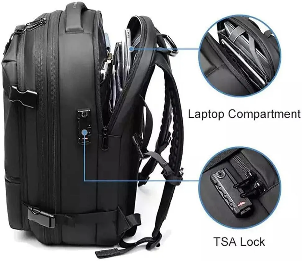 Utrum Vacpack Backpack, 60l Expandable Backpack with Vacuum Compression, Waterproof & Anti-Theft, Large Capacity Men Travel (Color : Black)