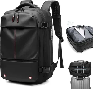 Utrum Vacpack Backpack, 60l Expandable Backpack with Vacuum Compression, Waterproof & Anti-Theft, Large Capacity Men Travel (Color : Black)