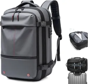 Utrum Vacpack Backpack, 60l Expandable Backpack with Vacuum Compression, Waterproof & Anti-Theft, Large Capacity Men Travel (Color : Gray)