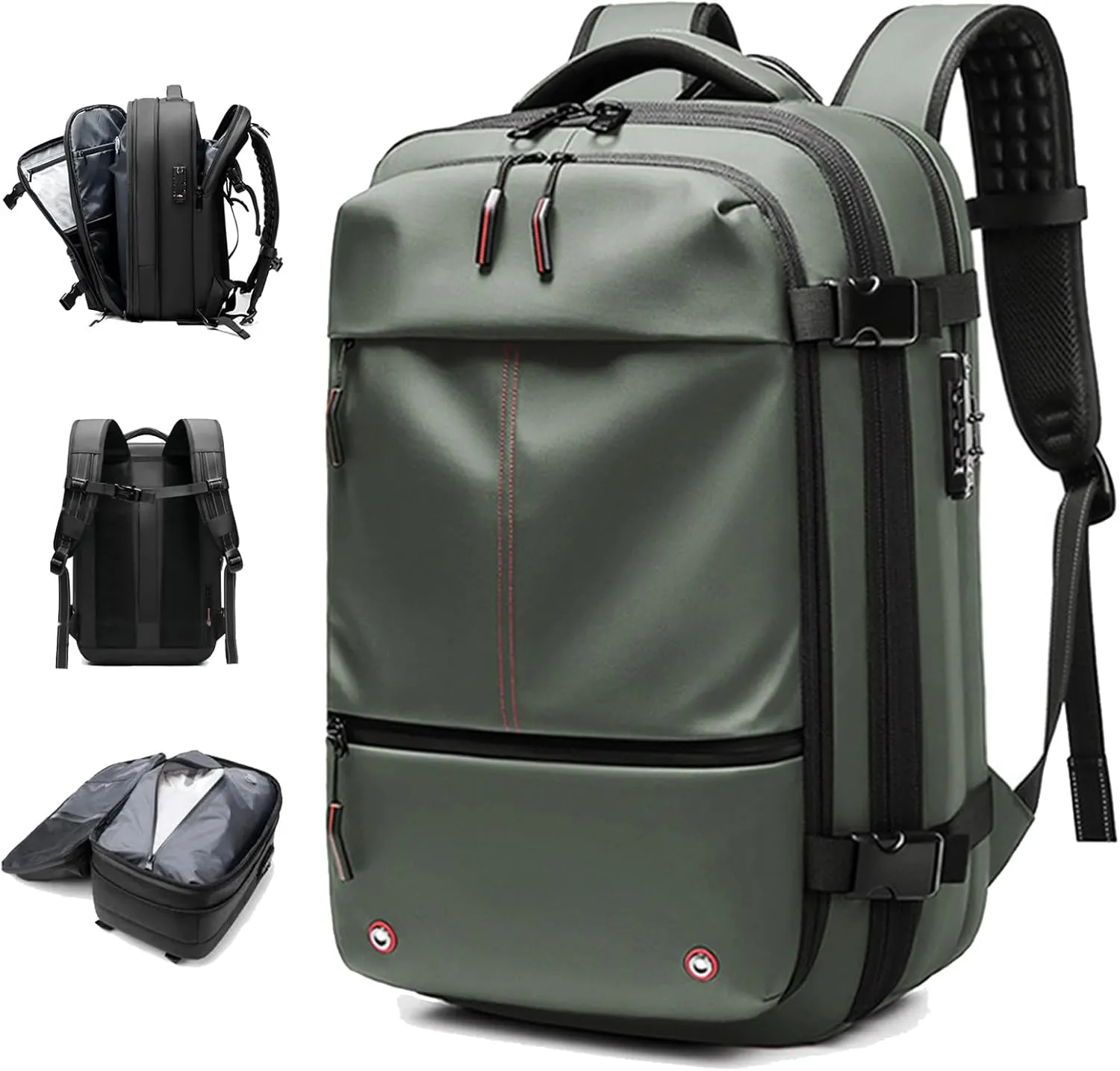 Vaccage Backpack, Vaccage Bag, Vaccage Back Pack, 60L Expandable Travel Smart Backpack with Vacuum Compression, with Pump (Green(No Air Pump))