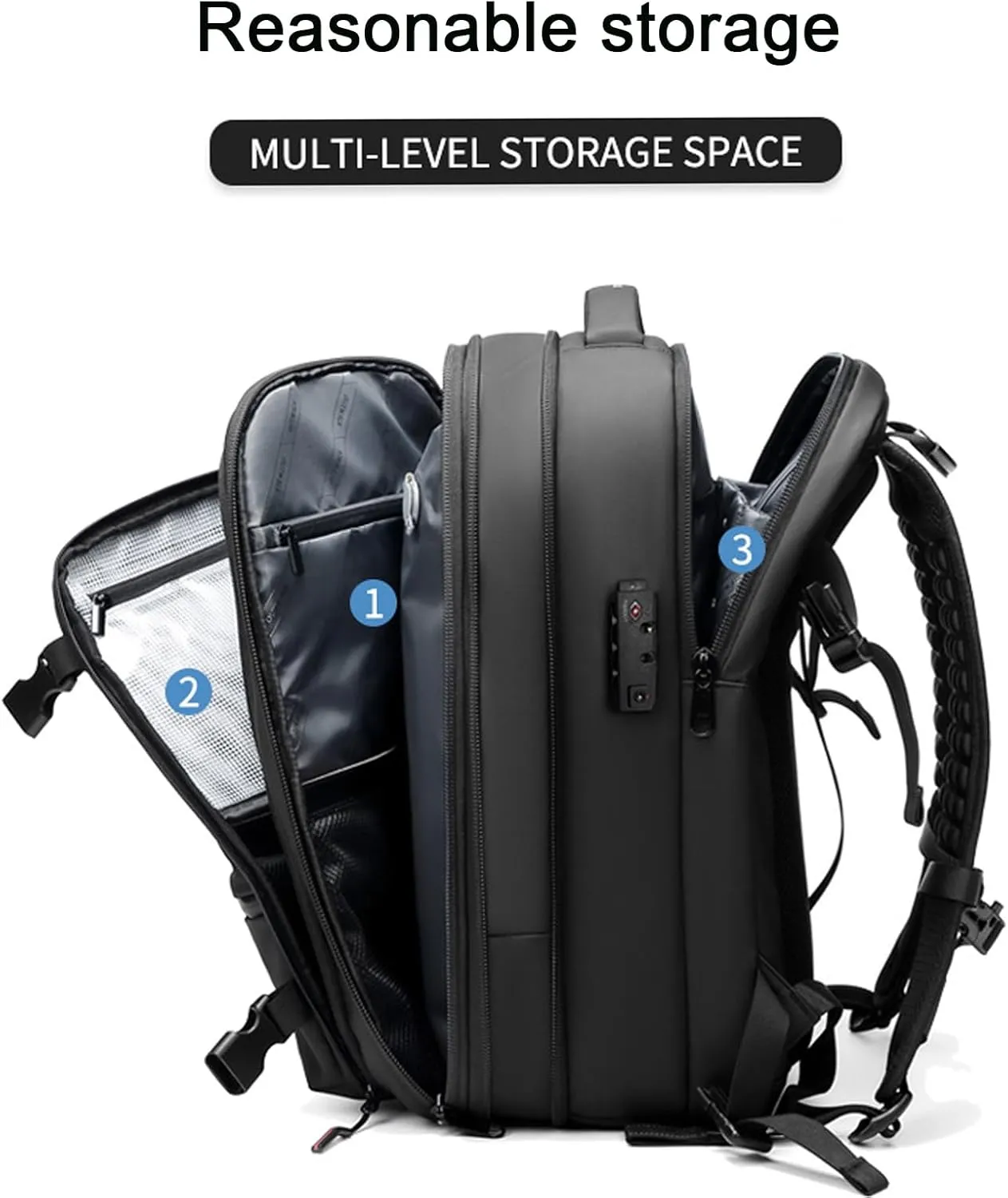 Vaccage-Vaccage Backpack, 60L Expandable Vaccage Bag with Pump, Waterproof Anti Theft Vacuum Back Pack for Travel & Business (Black Vacuum Pump)