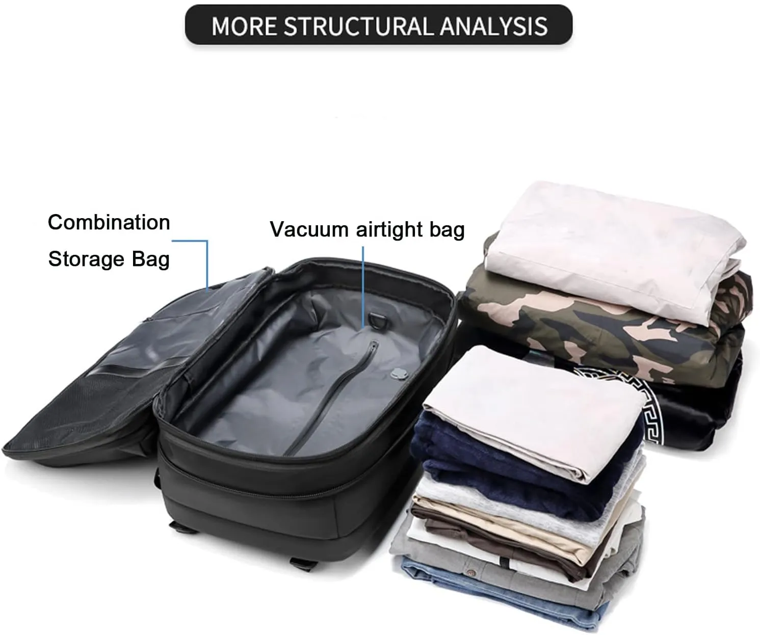 Vaccage-Vaccage Backpack, 60L Expandable Vaccage Bag with Pump, Waterproof Anti Theft Vacuum Back Pack for Travel & Business (Black Vacuum Pump)